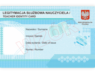 Blankiet Legitymacji Nauczyciela PCV - 10 szt.