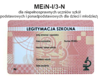 Blankiet e-legitymacji szkolnej MF 13,56 MHz-MEiN-I/3-N - 10 szt.